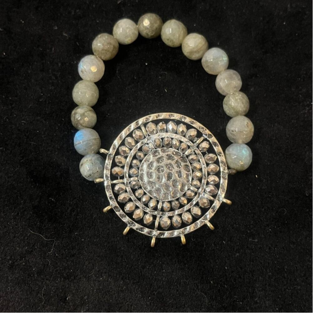 Deena W. Roberts Handmade Labrodorite and Silver Bracelet